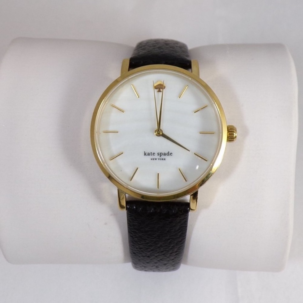 Kate Spade Display Watch White MOP Black Band